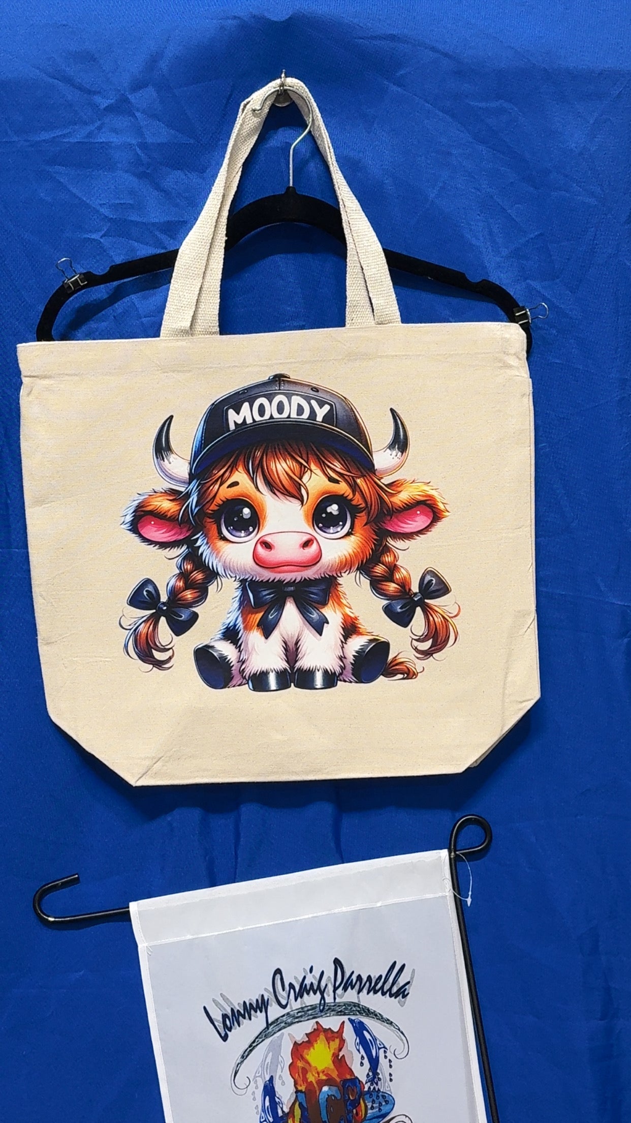 Moody Highland Cow DTF Tote Bag