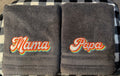 Mama & Papa Embroidered Gray Bath Towels