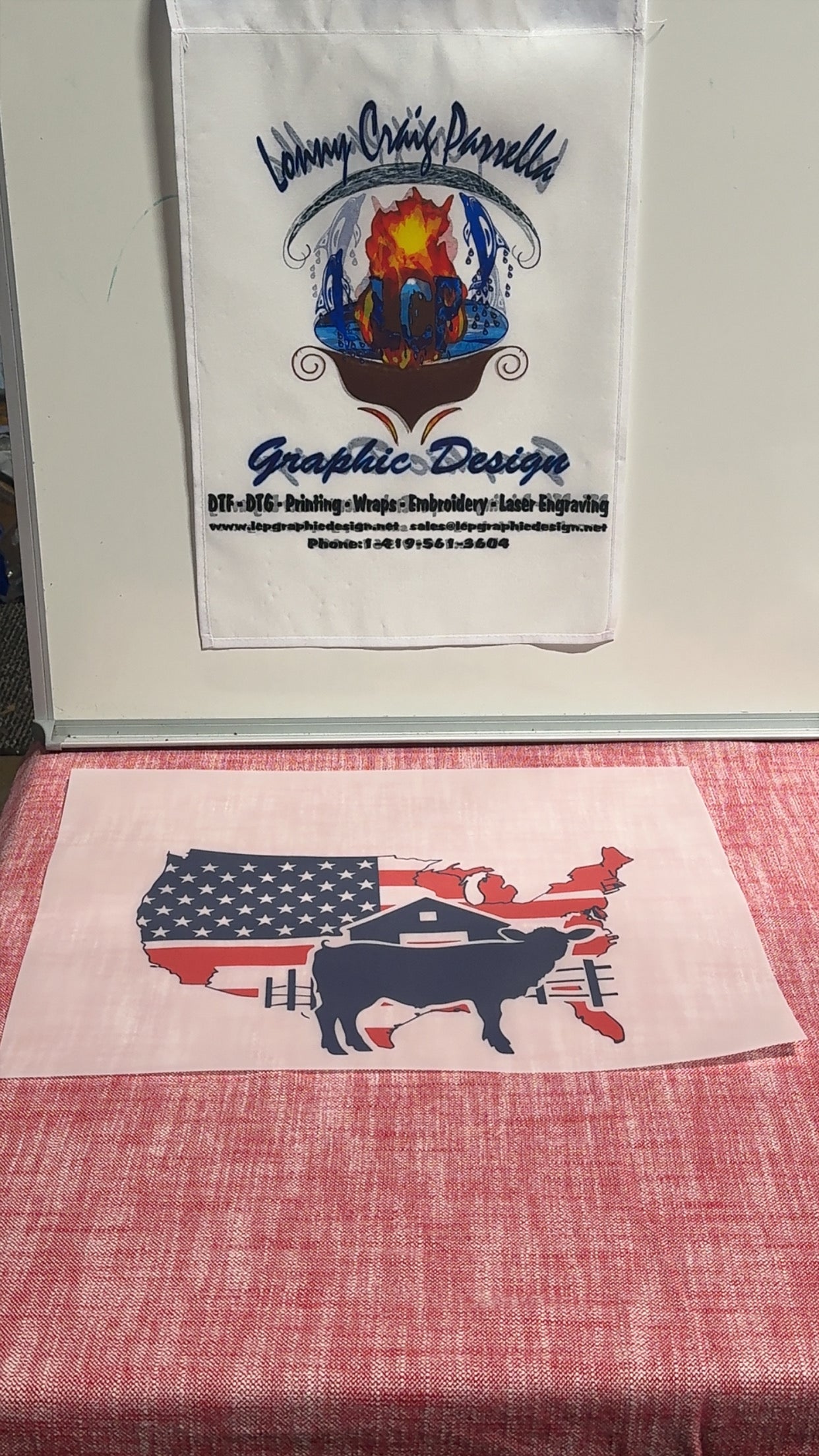America Outline with Cow DTF